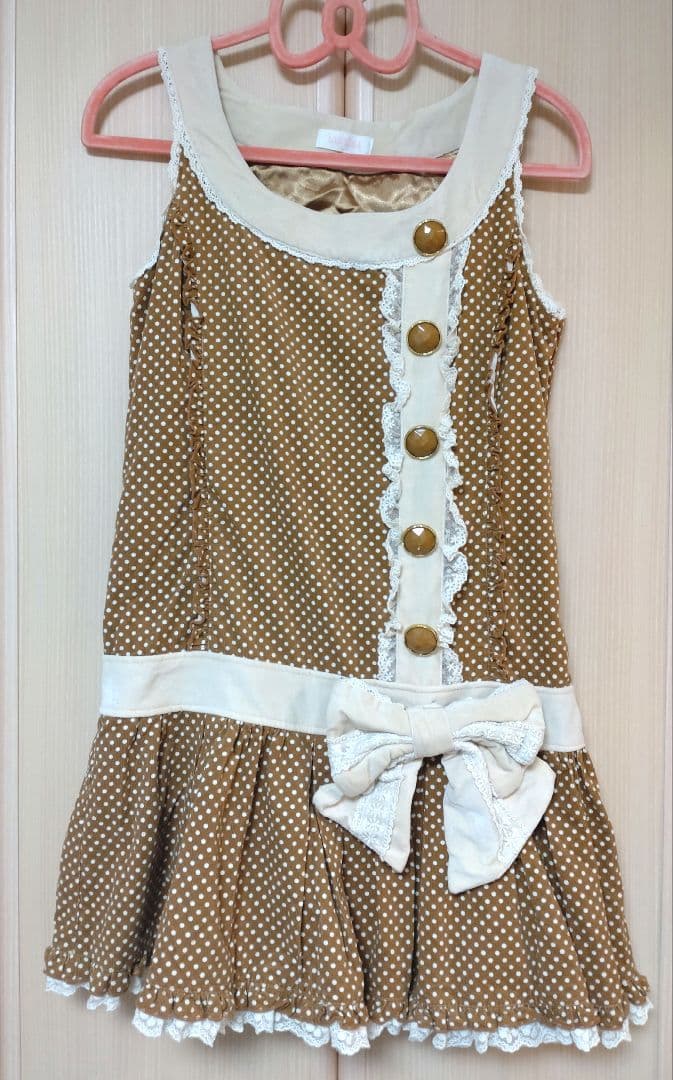 LIZ LISA ドットジャンパースカート キャメル