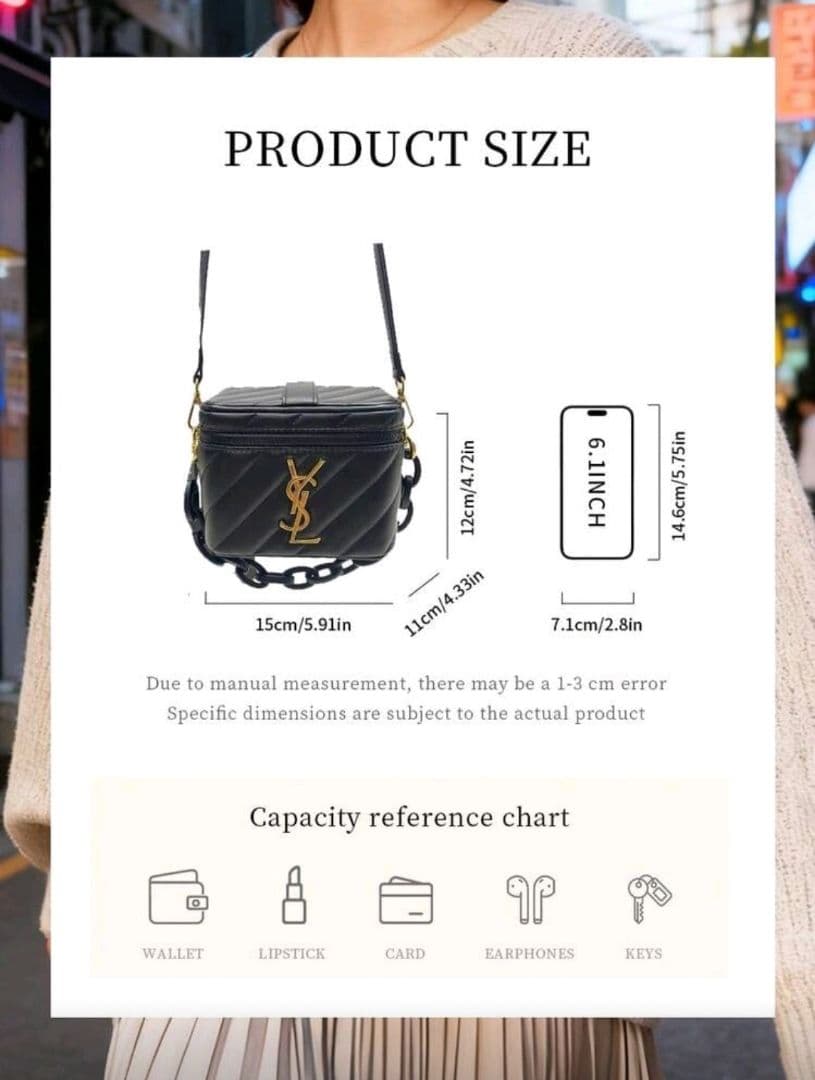 Yves Saint Laurent レディース用ブラック長方形ショルダーバッグ