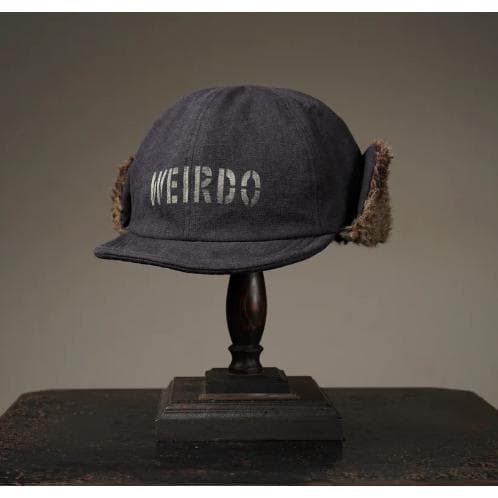 希少美品 WEIRDO デッキキャップ ネイビーL ステンシル イヤーマフ 防寒