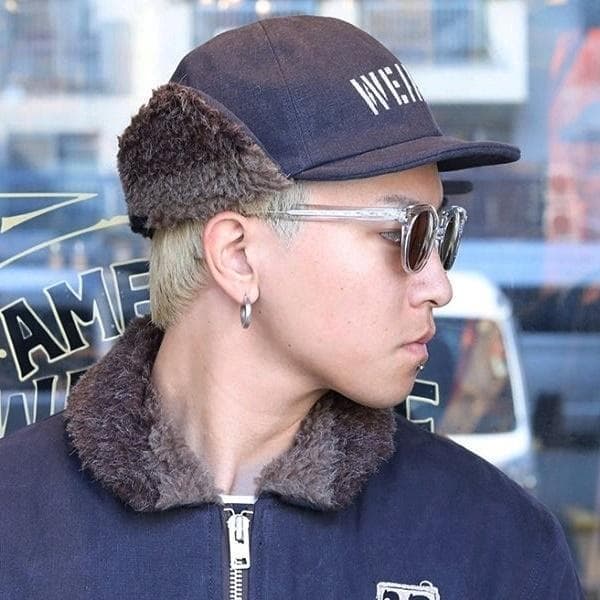 希少美品 WEIRDO デッキキャップ ネイビーL ステンシル イヤーマフ 防寒