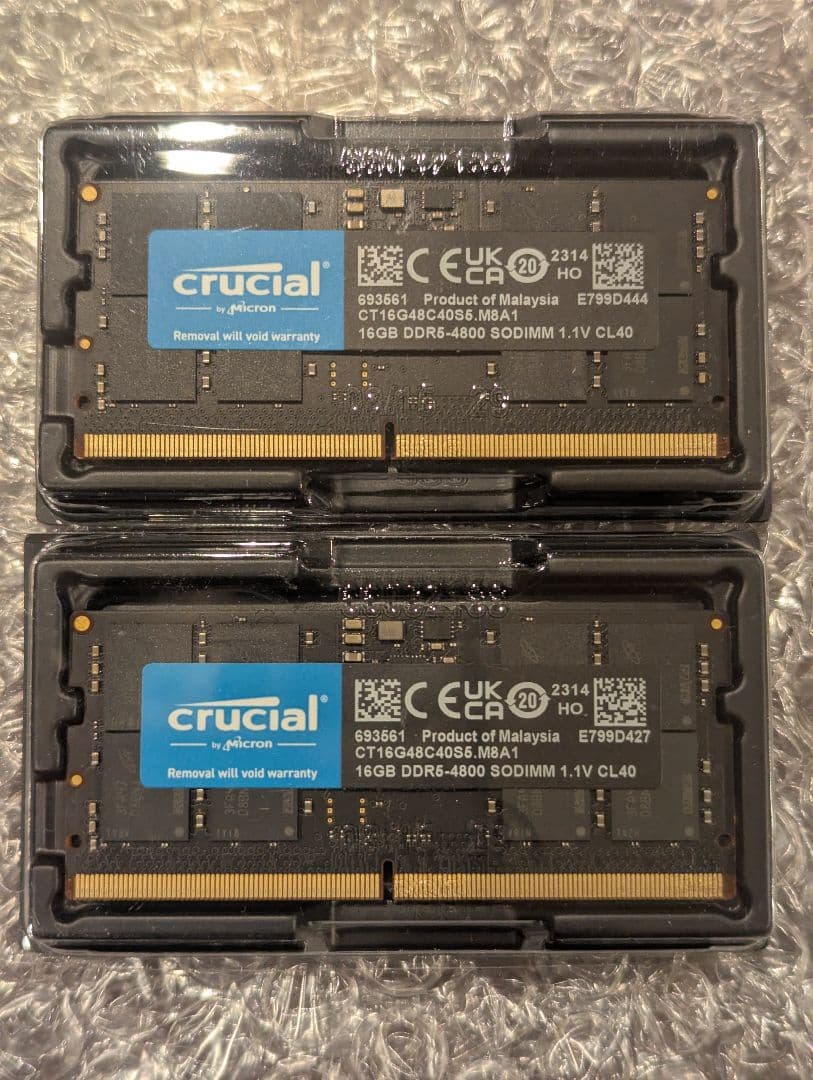 Crucial DDR5 16GB✕2枚 合計32GB ノート用