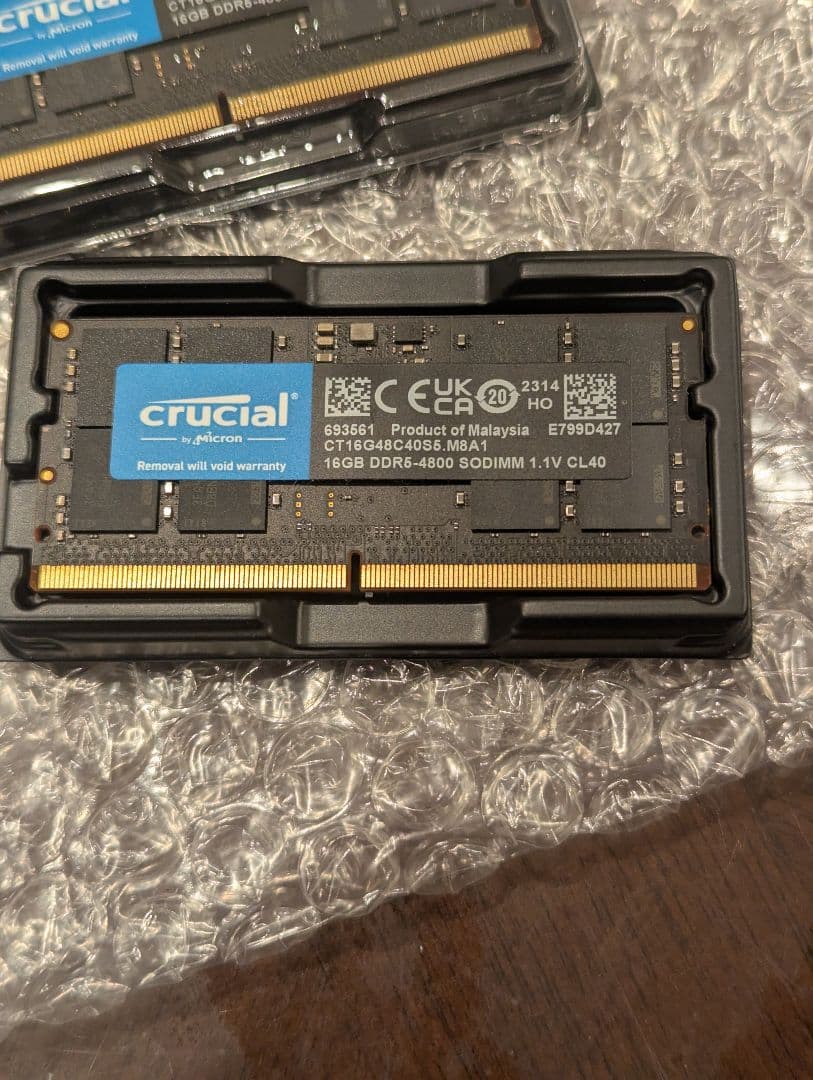 Crucial DDR5 16GB✕2枚 合計32GB ノート用