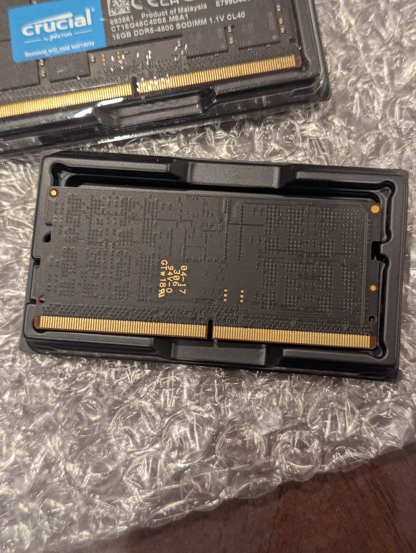 Crucial DDR5 16GB✕2枚 合計32GB ノート用