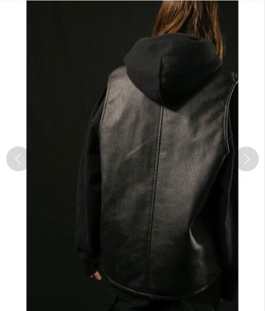 monkey time FAUX LTHR ZIP VEST/ベスト（L）