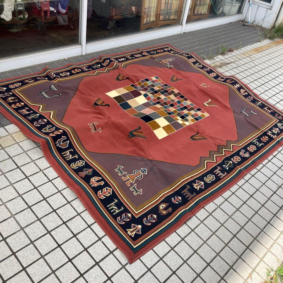 ヴィンテージ shalimar 民族柄 ペルシャ絨毯 大型絨毯 カーペット ラグ