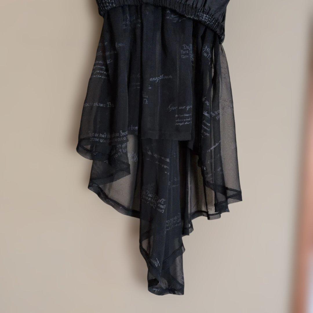 アシンメトリック黒シフォンミニスカート
