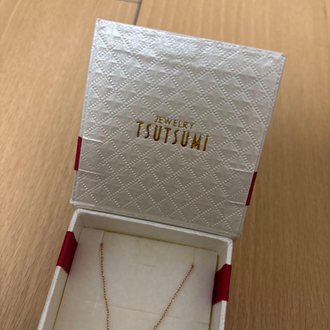 ジュエリーツツミ ピンクゴールド リボン ネックレス