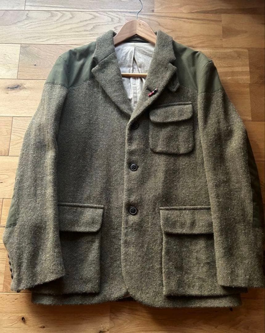 ナイジェルケーボン　マロリージャケット　オリーブ　50 ハリスツィード