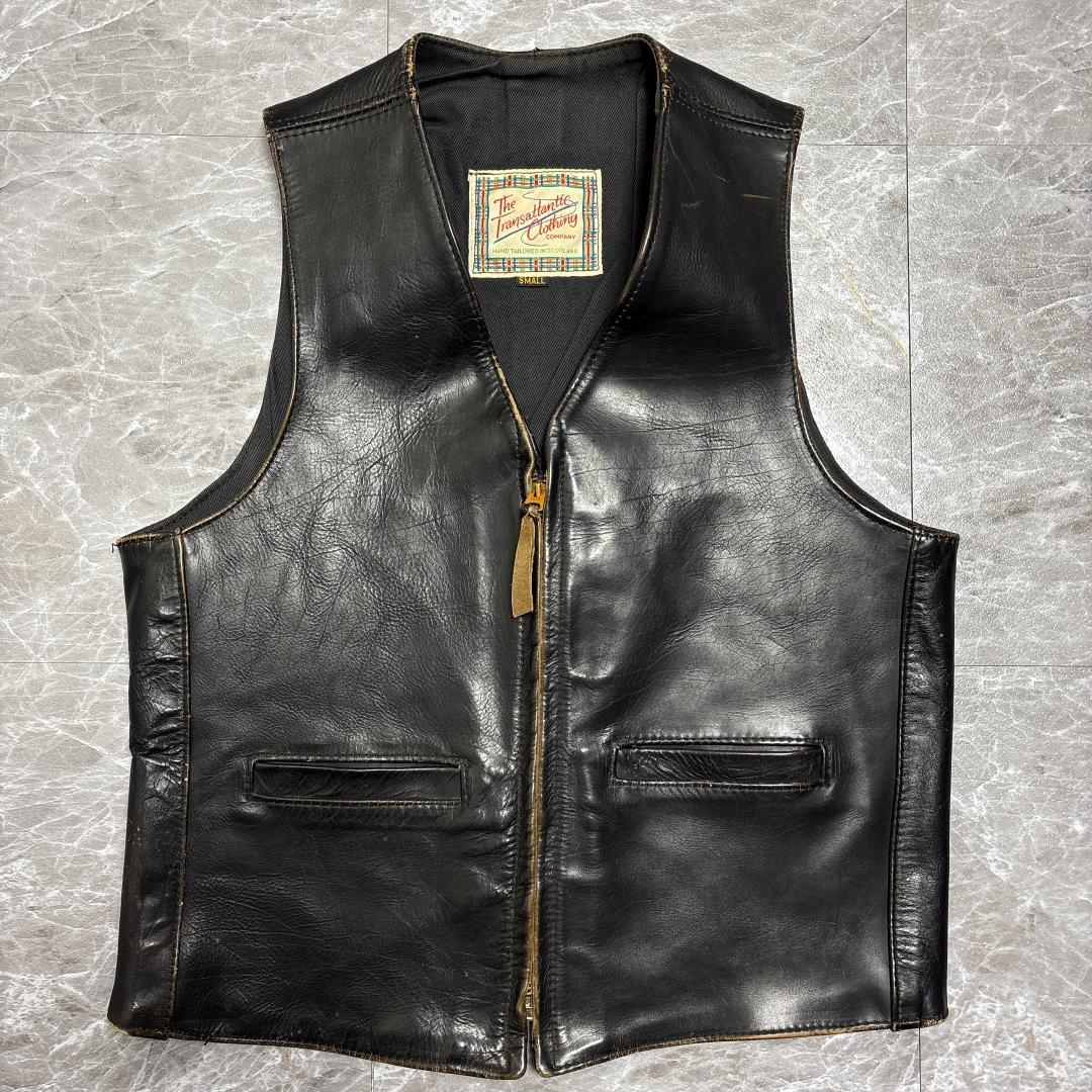 スコットランド製 Transatlantic Clothing レザーベスト S