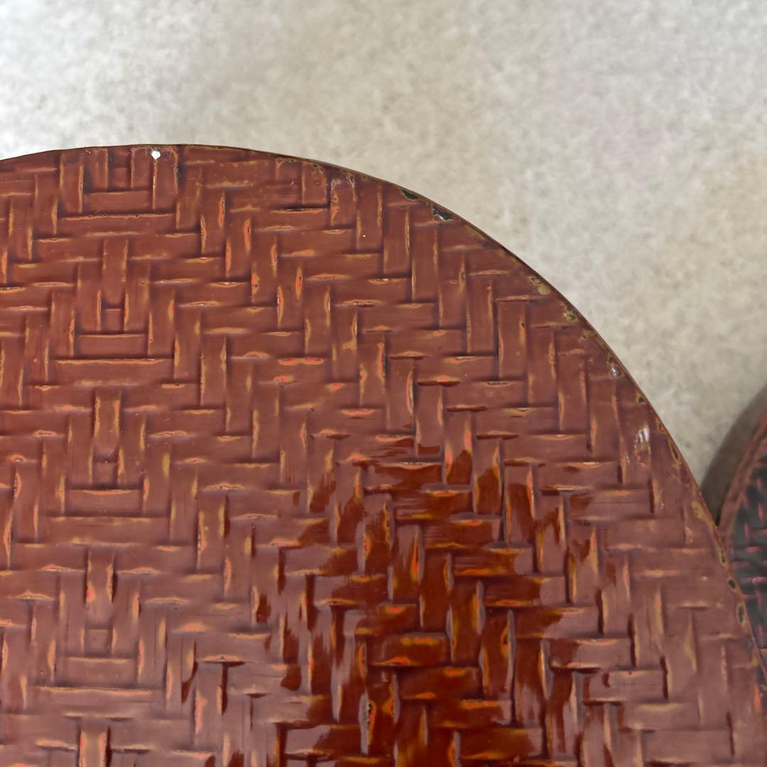 藍胎漆器　伝統工芸品　久留米　らんたい漆器　鎌倉彫茶櫃　2点おまとめ