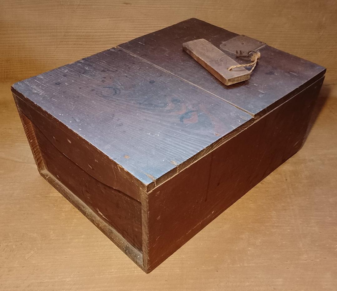 【希少・時代物】銭箱 鍵・木札付き 江戸〜明治期 骨董 古道具 アンティーク