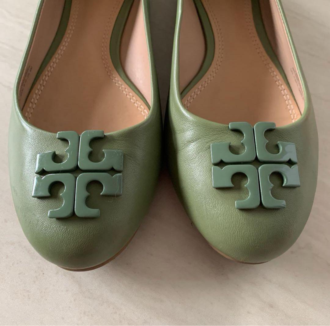 トリーバーチ　シューズ　25 グリーン レザー