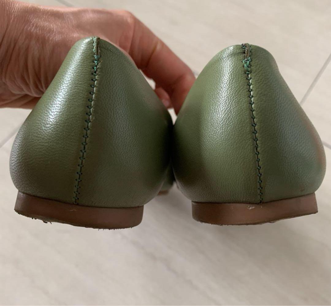 トリーバーチ　シューズ　25 グリーン レザー