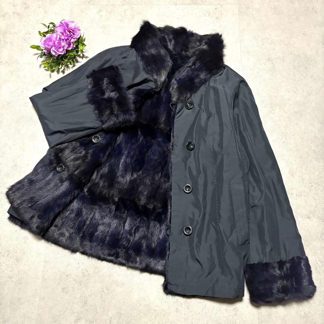 クチュールエンバ　EMBA ミンク　シルク リバーシブルコート　リアルファー