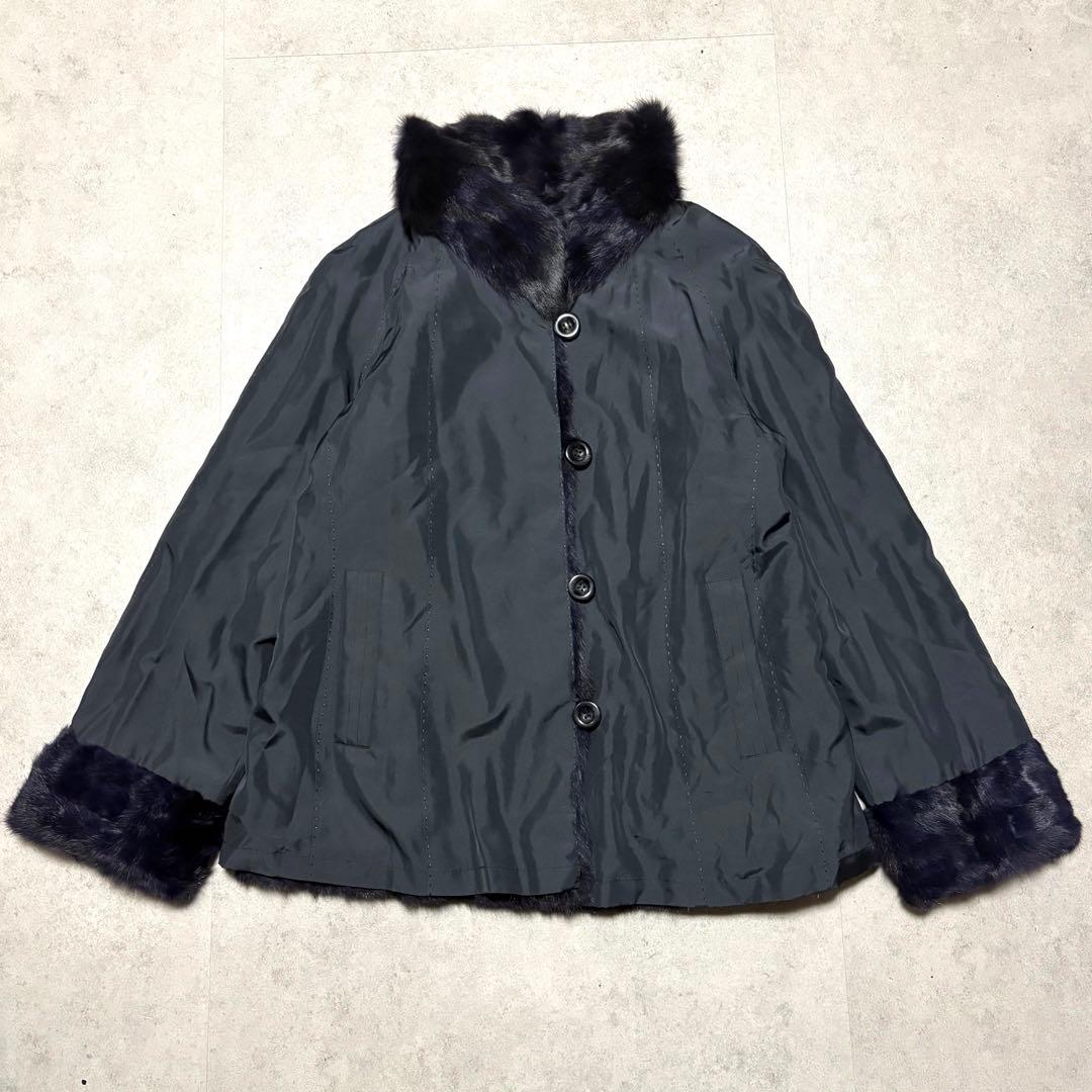 クチュールエンバ　EMBA ミンク　シルク リバーシブルコート　リアルファー
