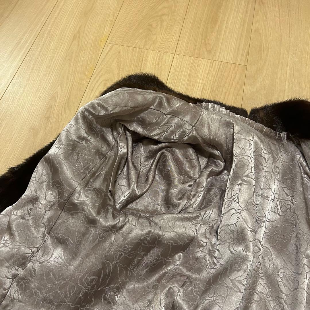 【美品】最高級　ミンク　毛皮　コート　ファー 毛艶良好　セミロング　花柄　T