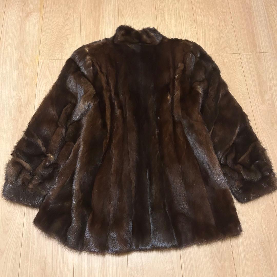 【美品】最高級　ミンク　毛皮　コート　ファー 毛艶良好　セミロング　花柄　T