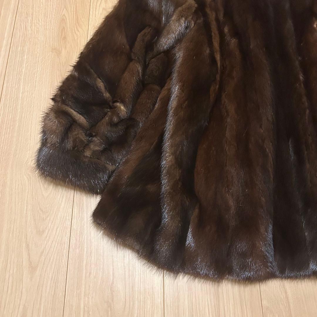 【美品】最高級　ミンク　毛皮　コート　ファー 毛艶良好　セミロング　花柄　T