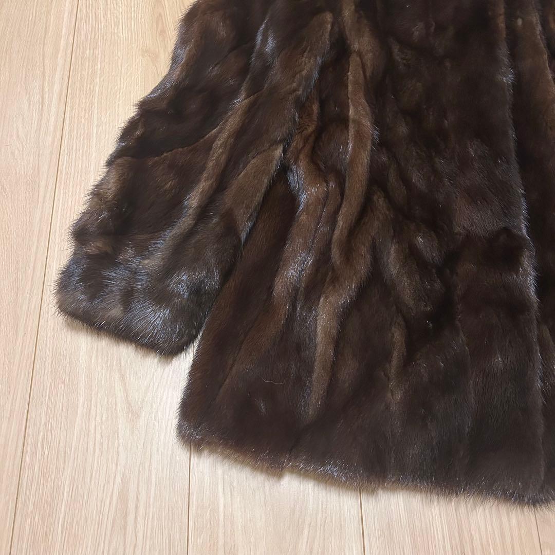 【美品】最高級　ミンク　毛皮　コート　ファー 毛艶良好　セミロング　花柄　T