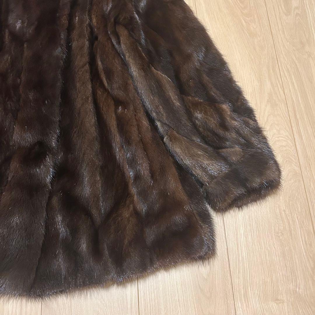 【美品】最高級　ミンク　毛皮　コート　ファー 毛艶良好　セミロング　花柄　T