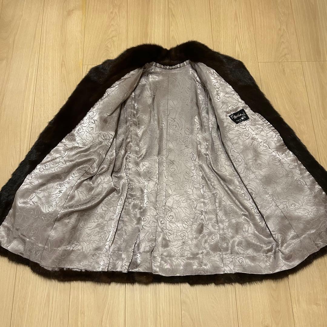 【美品】最高級　ミンク　毛皮　コート　ファー 毛艶良好　セミロング　花柄　T
