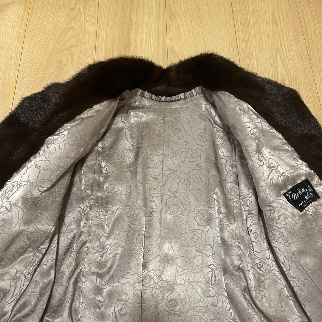 【美品】最高級　ミンク　毛皮　コート　ファー 毛艶良好　セミロング　花柄　T