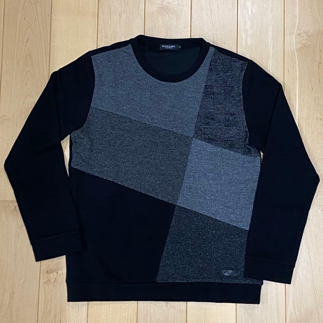 【美品】ブラックレーベルクレストブリッジ ニットソー　黒xグレー　M