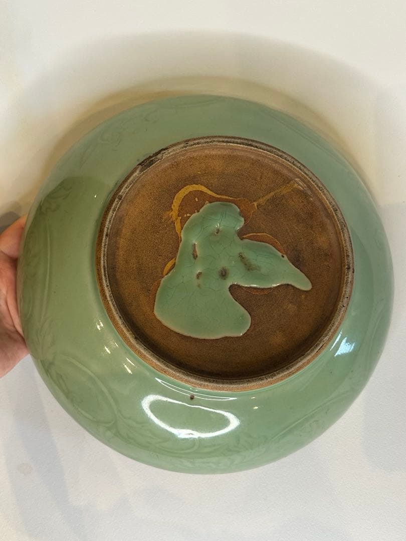 明代　龍泉窯　青磁盤　共箱付