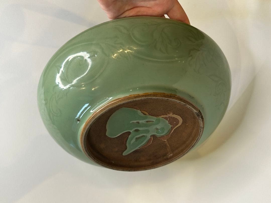 明代　龍泉窯　青磁盤　共箱付