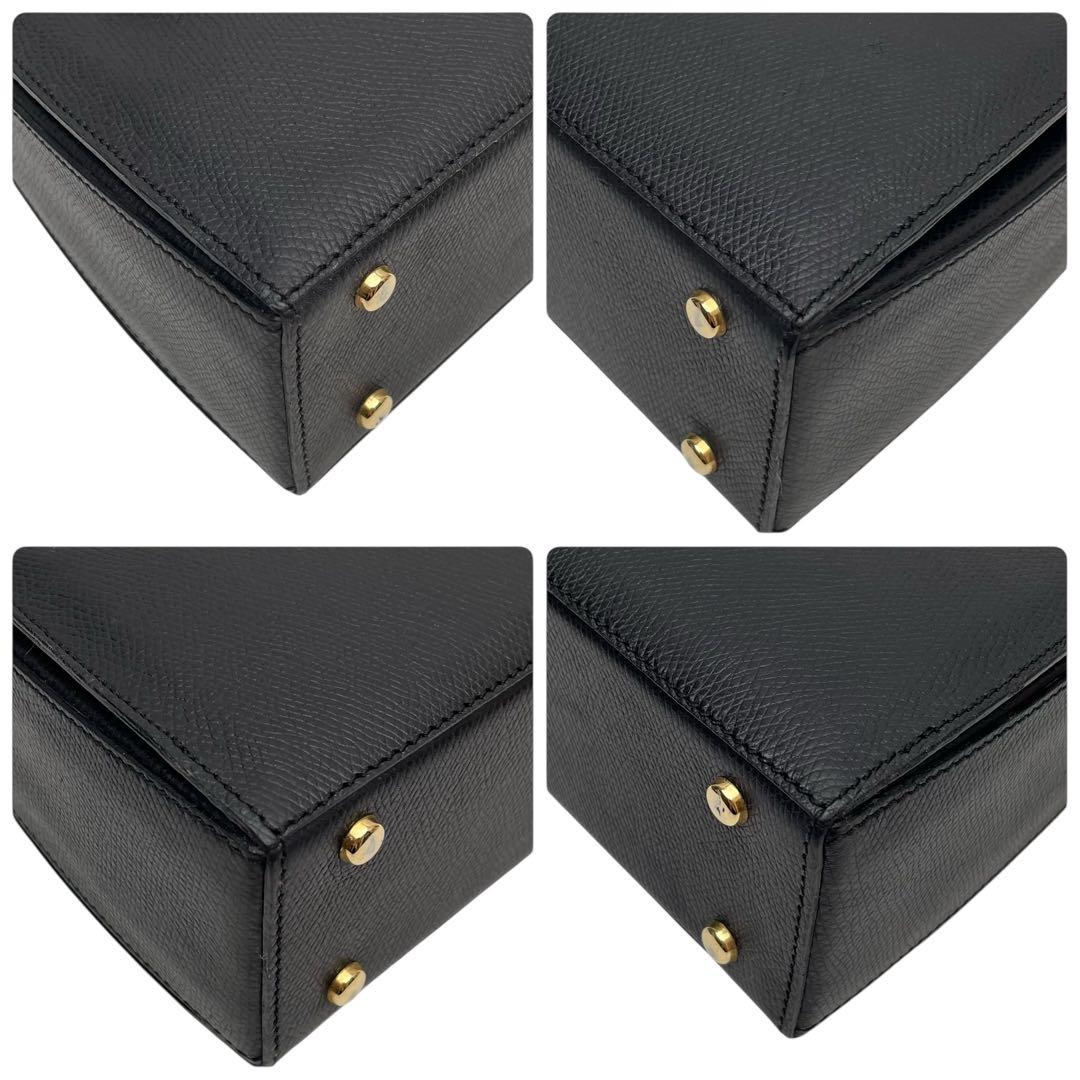 良品 セリーヌ ロゴ レザー ハンド バッグ フォーマル ブラック 黒