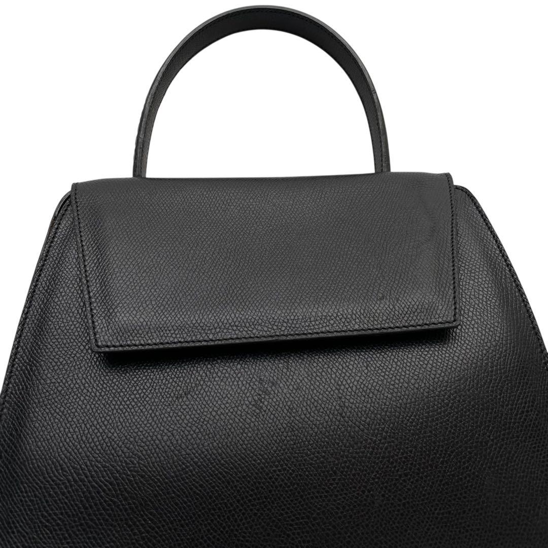 良品 セリーヌ ロゴ レザー ハンド バッグ フォーマル ブラック 黒