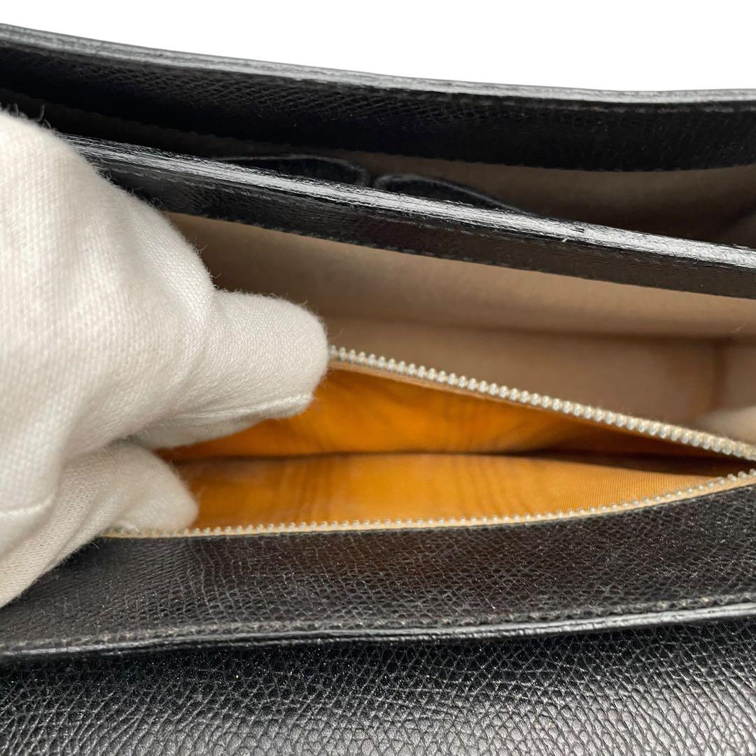 良品 セリーヌ ロゴ レザー ハンド バッグ フォーマル ブラック 黒