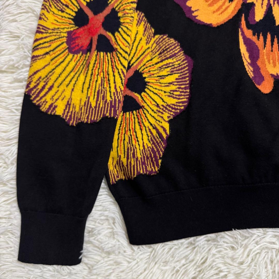 【美品】ポールスミス クルーネック ニット セーター ブラック 鯉 花柄 S