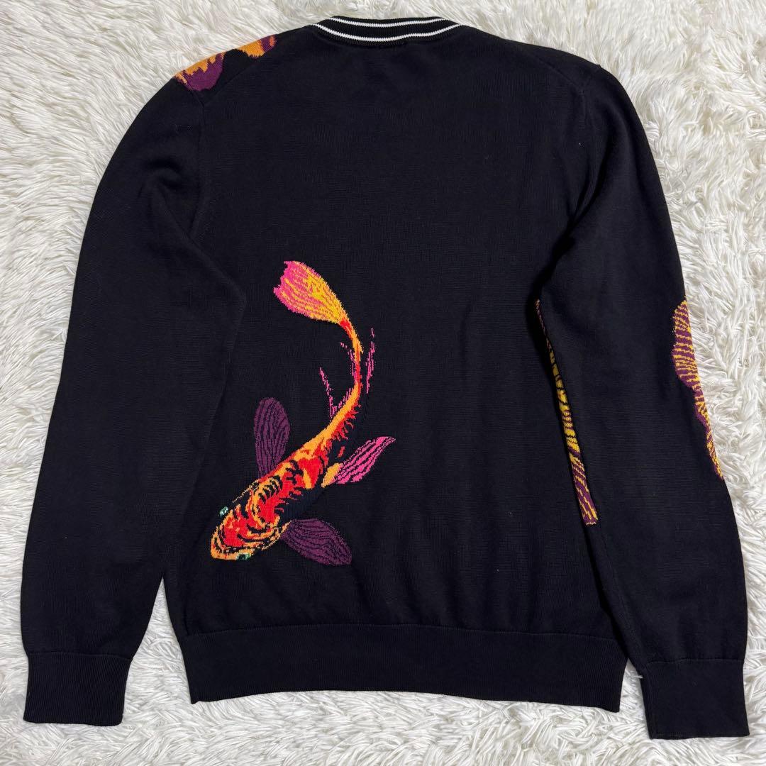 【美品】ポールスミス クルーネック ニット セーター ブラック 鯉 花柄 S