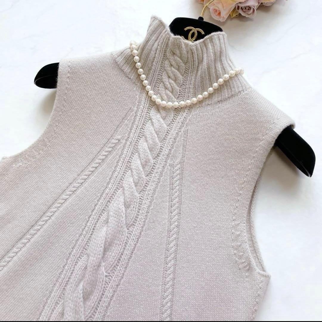 【美品】MAXMARA ベージュ ノースリーブ ロングニットワンピース❤︎