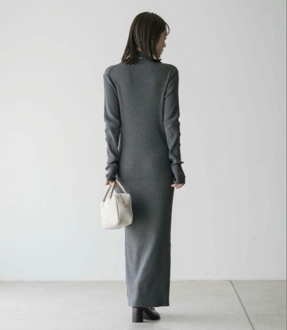 【NOBLE】 完売品 RY/PLリブハイネックロングワンピース サイズ38