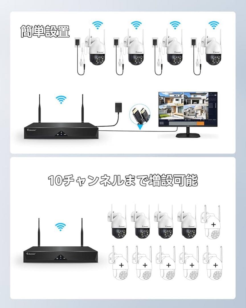 JENNOV 防犯カメラ 屋外 ワイヤレス 500万画素対応 4台セット AI