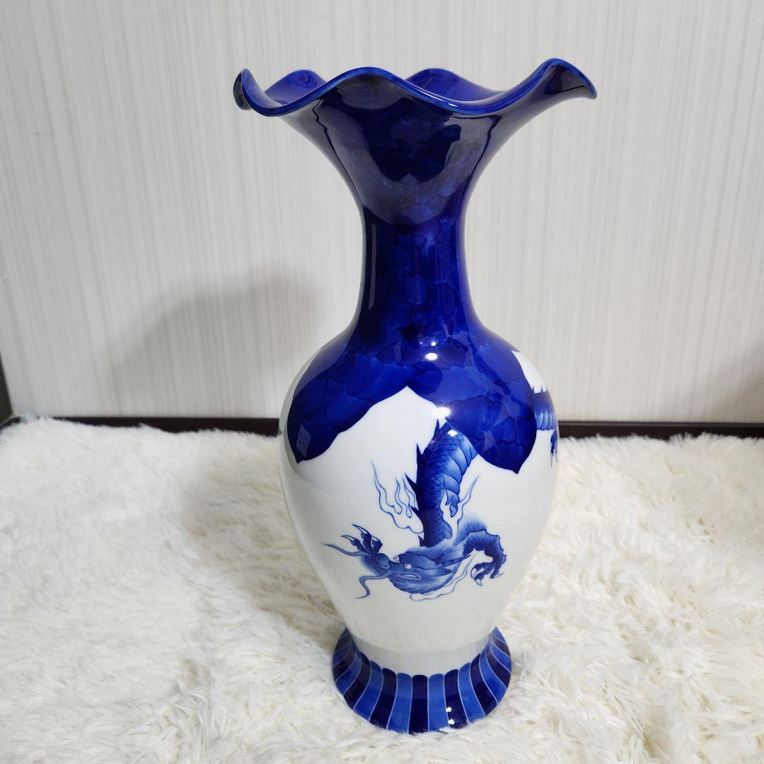 【廃盤希少♪入手困難】宮内庁御用達 深川製磁 有田焼 染付竜 花瓶 高さ40cm
