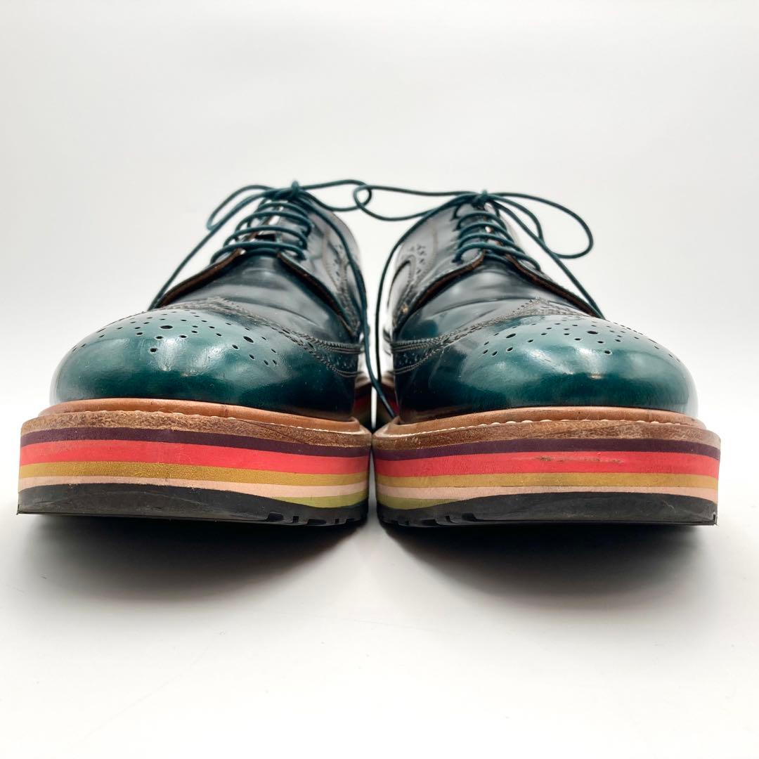 ぽんた✨ ポールスミス ビジネスシューズ 深緑 マルチストライプ 43