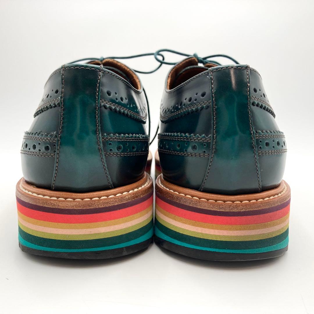 ぽんた✨ ポールスミス ビジネスシューズ 深緑 マルチストライプ 43