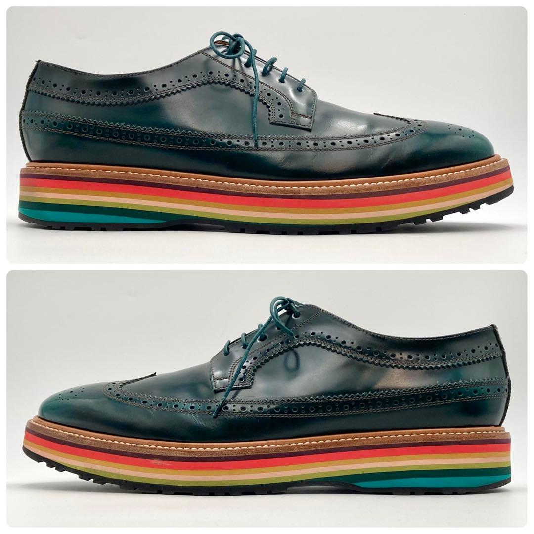 ぽんた✨ ポールスミス ビジネスシューズ 深緑 マルチストライプ 43