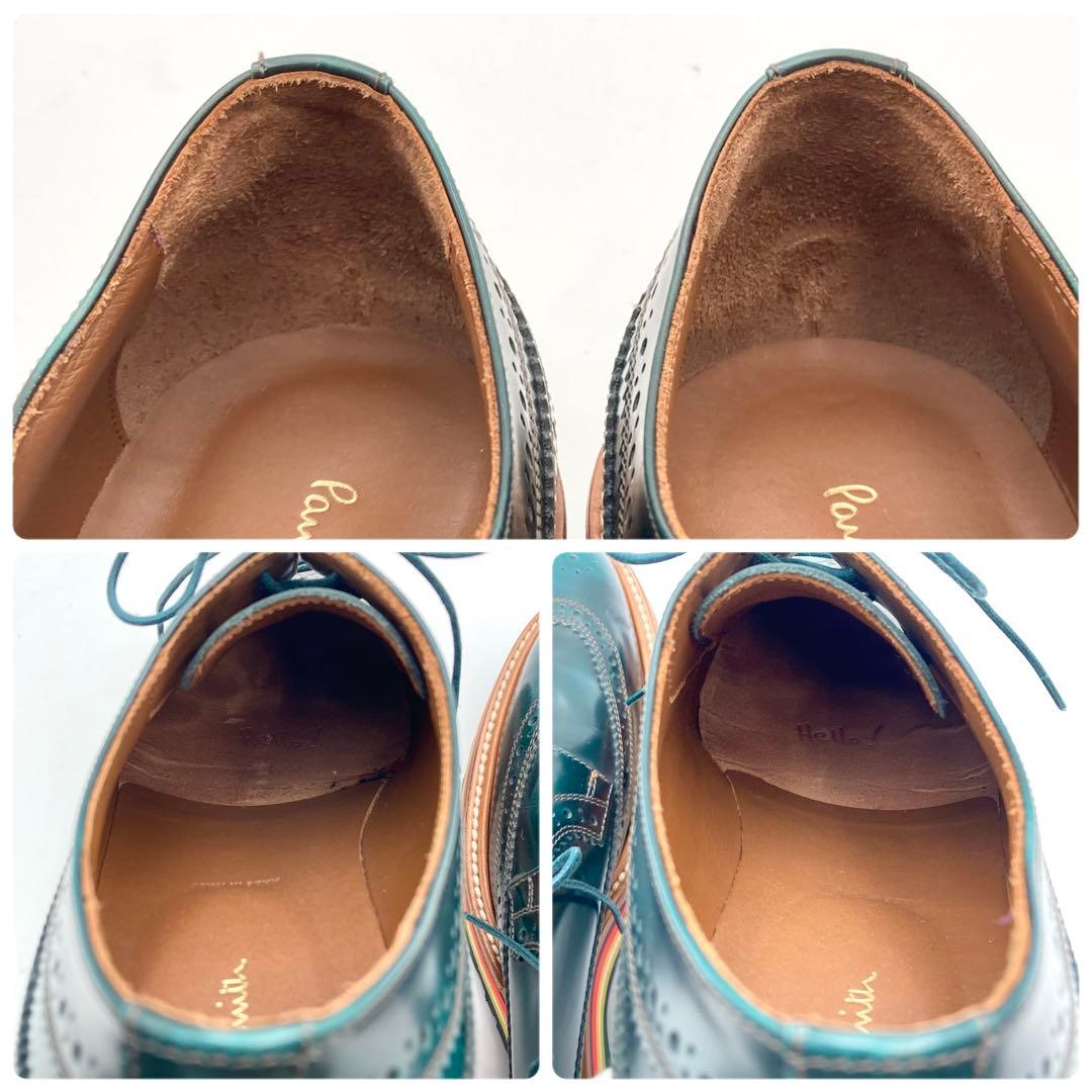 ぽんた✨ ポールスミス ビジネスシューズ 深緑 マルチストライプ 43