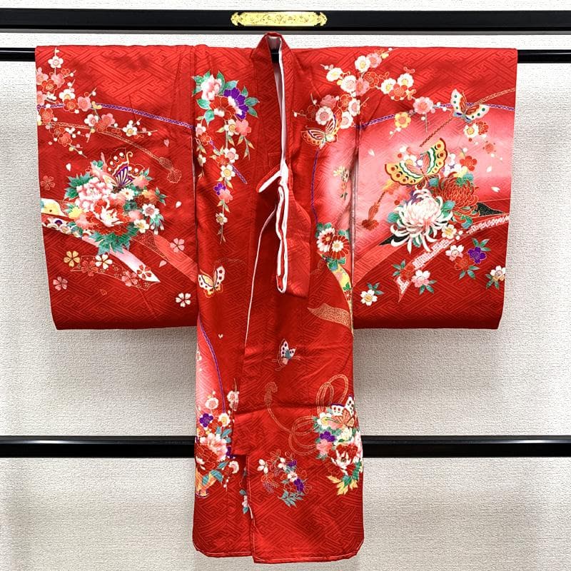 503ax32□お宮参り 女児 着物 掛け着 長襦袢付 七五三にも□未使用品