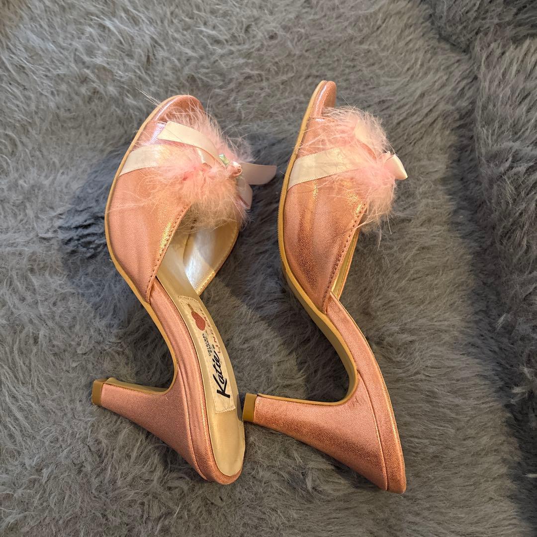 Katie ピンク ファーサンダル　ミュール