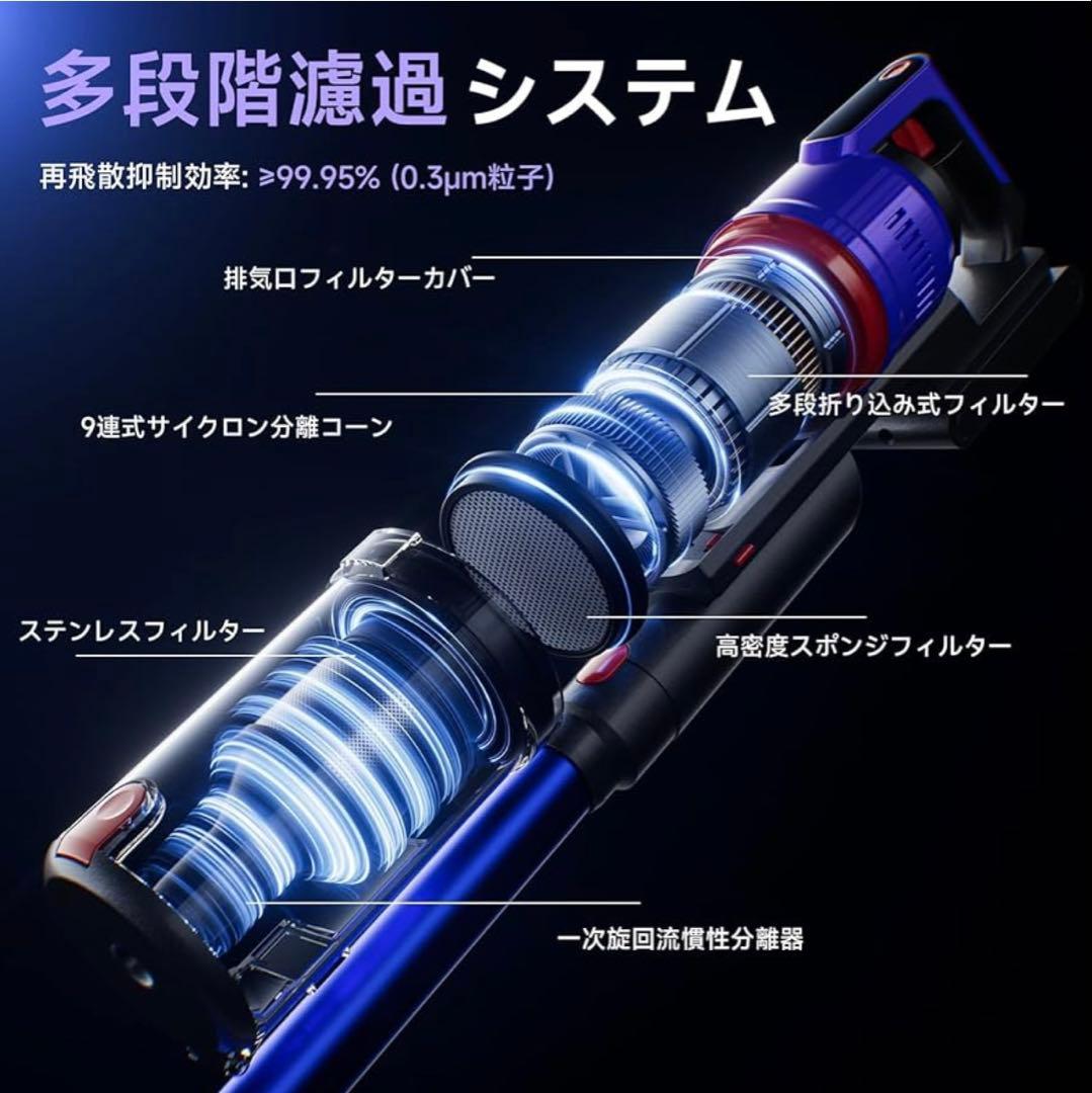 掃除機 コードレス 自立式 スタンド不要 軽量 スティック クリーナー パープル