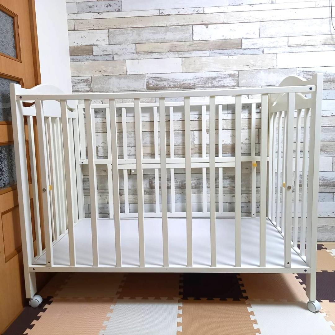 ✨PSC・SGマーク付き✨ アリス ベビーベッド ハイタイプ ホワイト 日本製