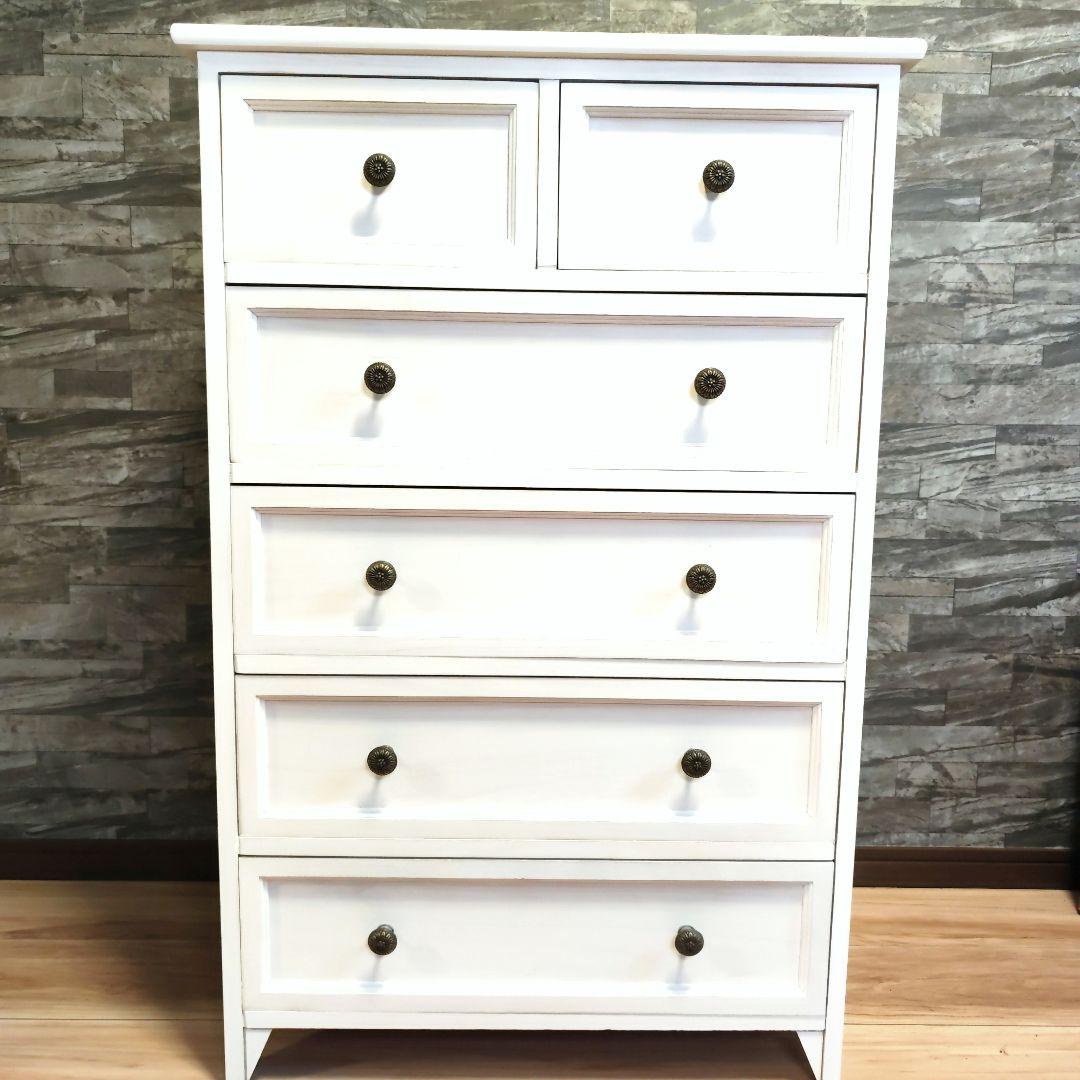 【一人暮らしサイズ】天然木製アンティーク調塗装リビングチェスト