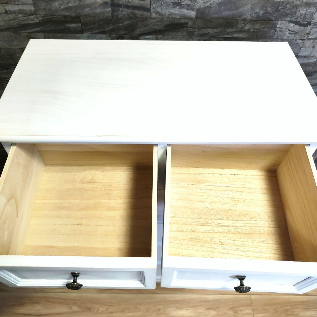 【一人暮らしサイズ】天然木製アンティーク調塗装リビングチェスト