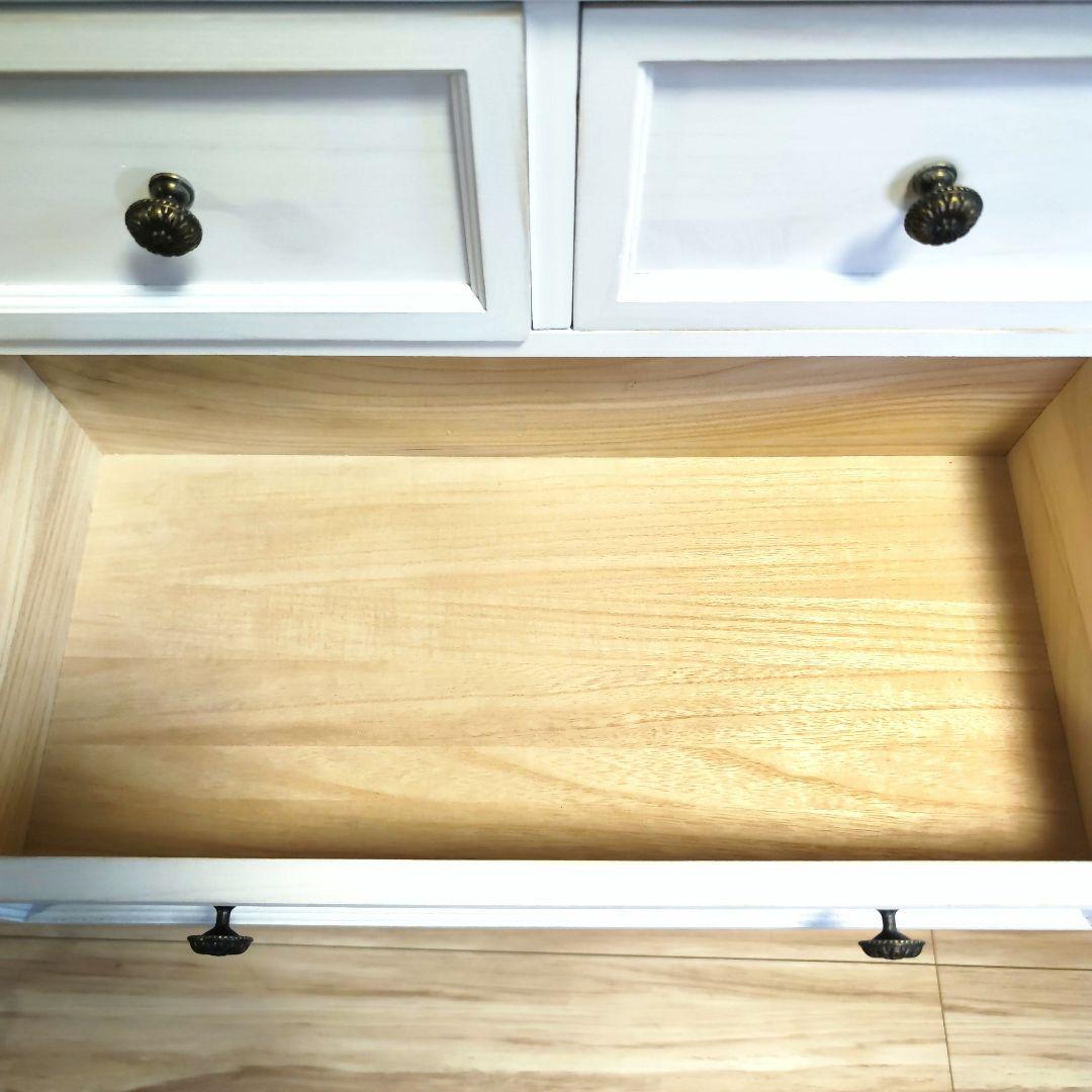 【一人暮らしサイズ】天然木製アンティーク調塗装リビングチェスト