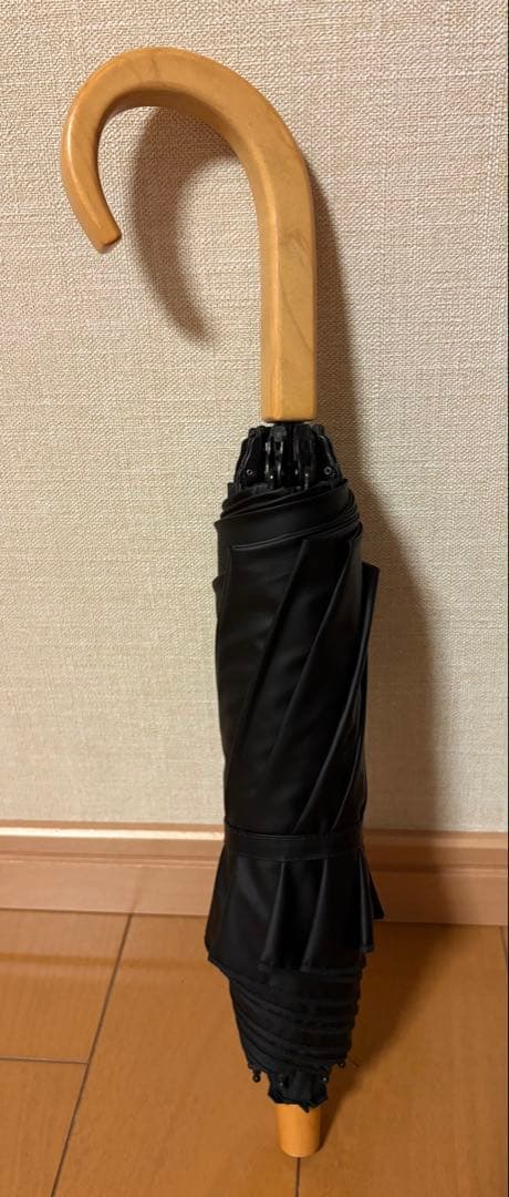 サンバリア100　２段折 無地　黒　木曲がり手元